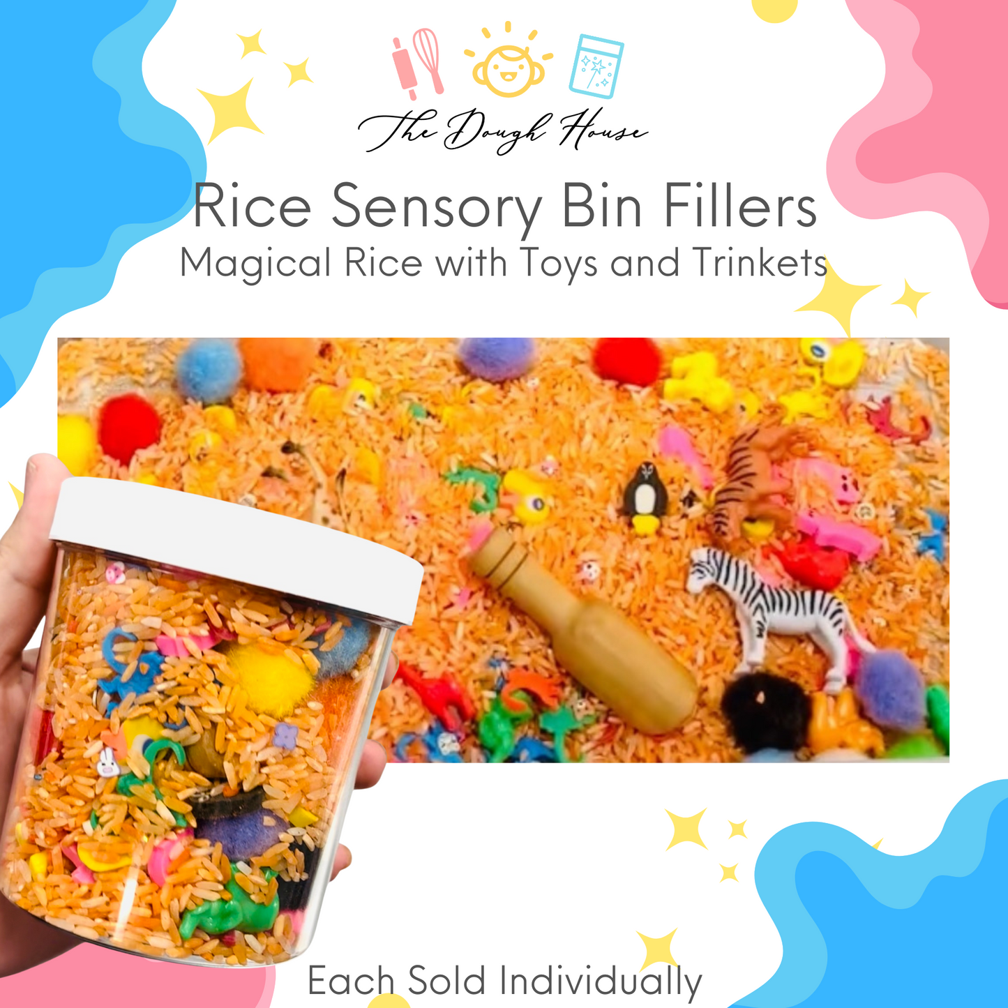 Sensory Bin Fillers: Rice Magical Jars