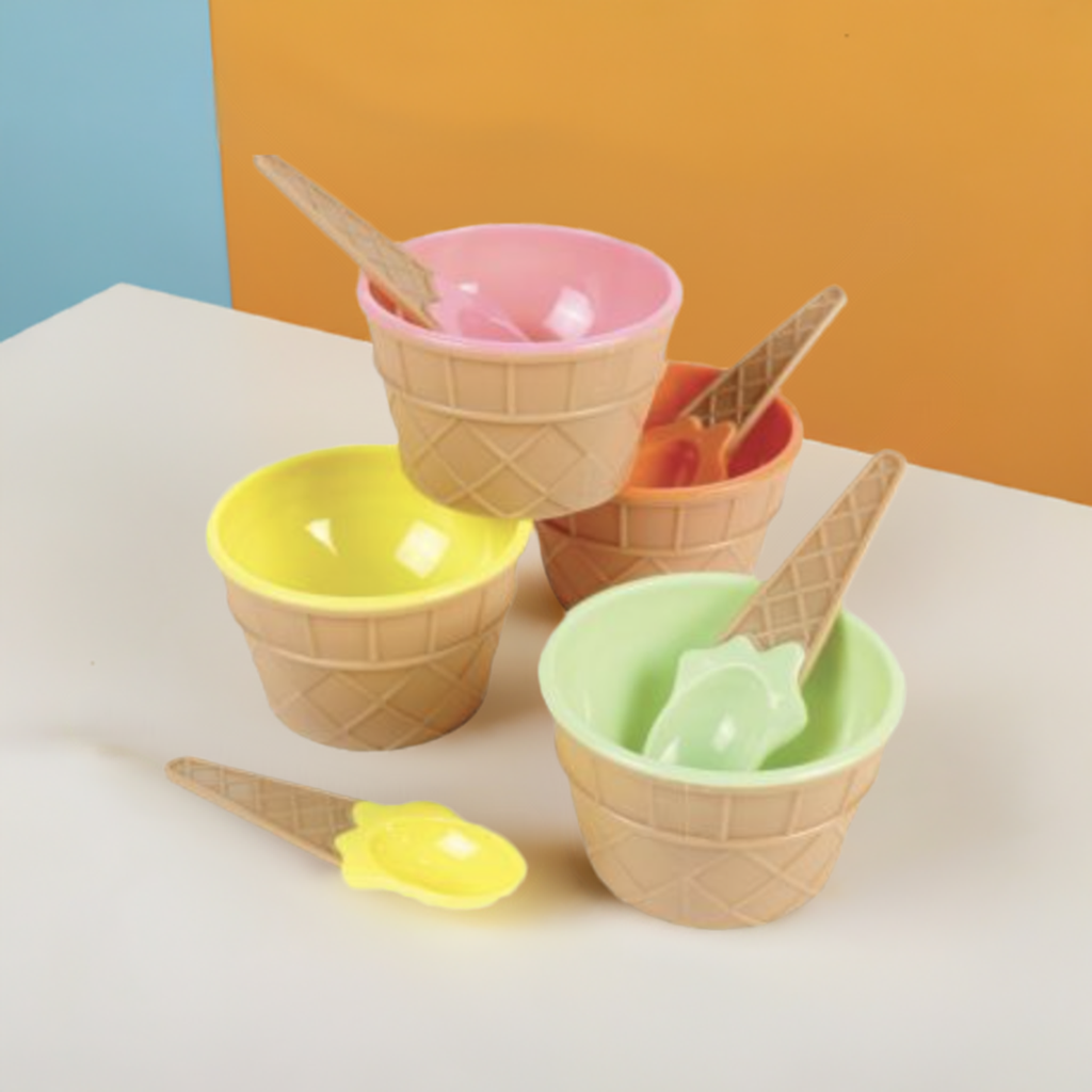 Ice Cream Bowls + Spoons (set of 4) | Perfect for Bulk Magical Dough!